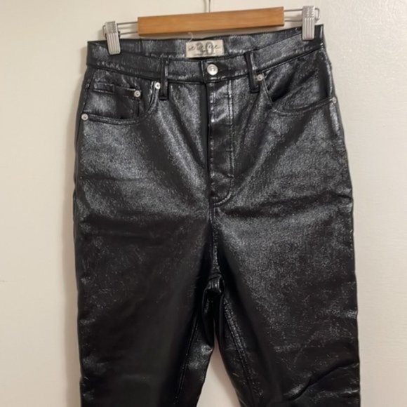 Free People Black Shiny Pants - Picture 4 of 10